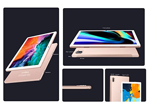 JUSYEA 2023 Android 12 J10 Tablet : 10 Inch Tablets 4GB RAM, 64GB+128GB ROM, Octa-core processors-8000mAh Battery, 5G+2.4G Wi-Fi, Bluetooth 5.0, with Mouse丨 Keyboard and More - Gold
