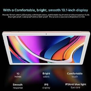 JUSYEA 2023 Android 12 J10 Tablet : 10 Inch Tablets 4GB RAM, 64GB+128GB ROM, Octa-core processors-8000mAh Battery, 5G+2.4G Wi-Fi, Bluetooth 5.0, with Mouse丨 Keyboard and More - Gold