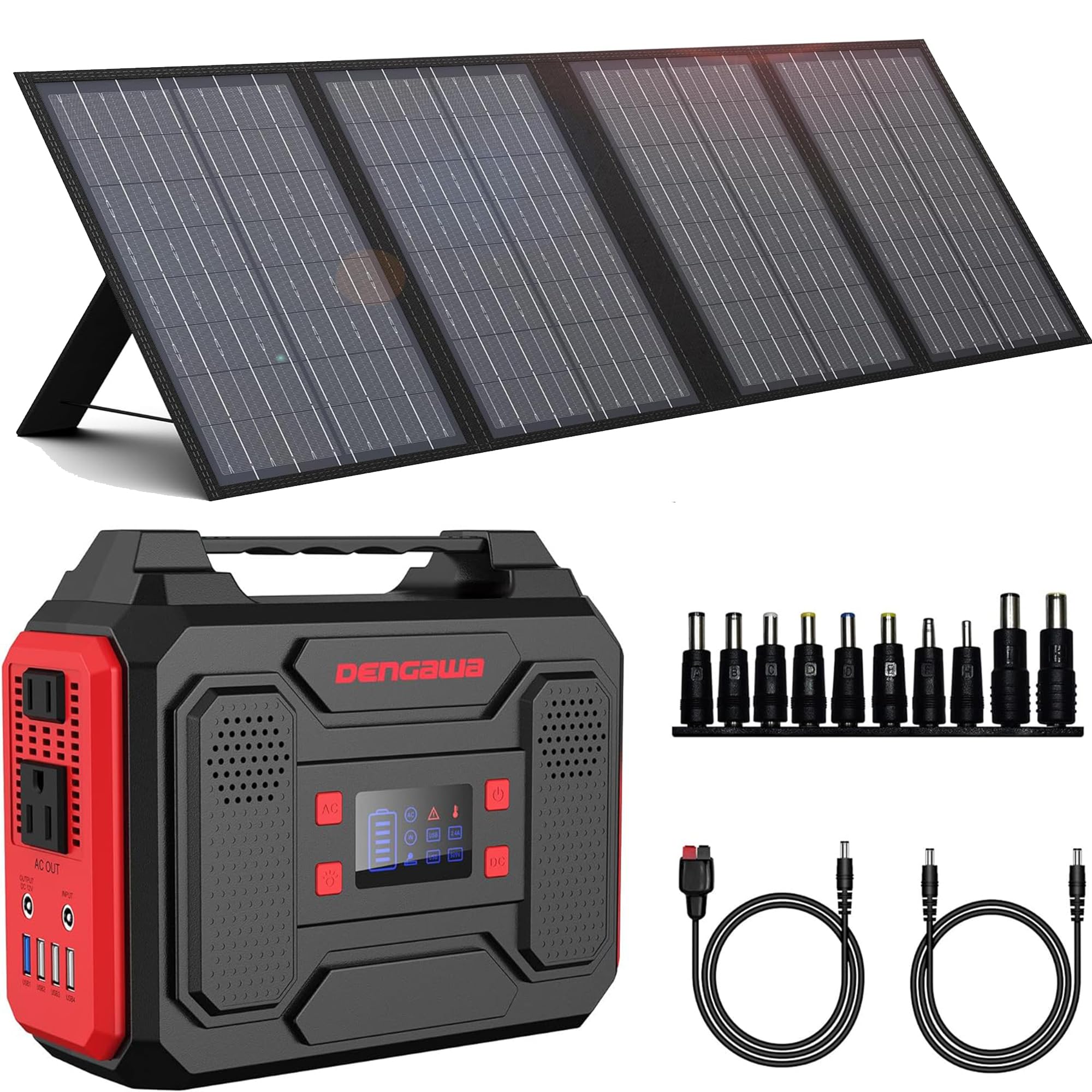 250Wh Portable Power Station with 60W Solar Panel, Solar Generator Outdoor Backup Battery Supply with AC Outlet for Tent Camping, Home Emergency, Traveling, RV Trip
