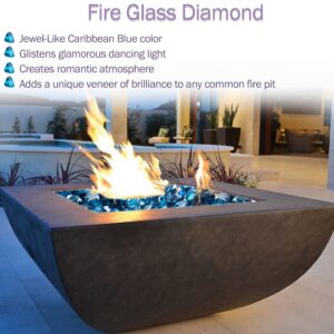 Fire Glass Diamond 1 Inch Firepit Glass Rock 10-Pound Fire Glass Diamonds for Fire Pit Fireplace, Propane Fire Pit, Landscaping - Blue Fire Glass Diamonds