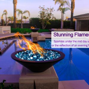 Fire Glass Diamond 1 Inch Firepit Glass Rock 10-Pound Fire Glass Diamonds for Fire Pit Fireplace, Propane Fire Pit, Landscaping - Blue Fire Glass Diamonds