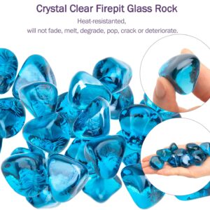 Fire Glass Diamond 1 Inch Firepit Glass Rock 10-Pound Fire Glass Diamonds for Fire Pit Fireplace, Propane Fire Pit, Landscaping - Blue Fire Glass Diamonds