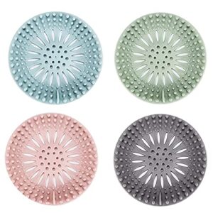 hair drain catcher, round shower drain covers for shower, silicone hair catchers,easy to install and clean suit for bathroom bathtub and kitchen drain protector 4 pack