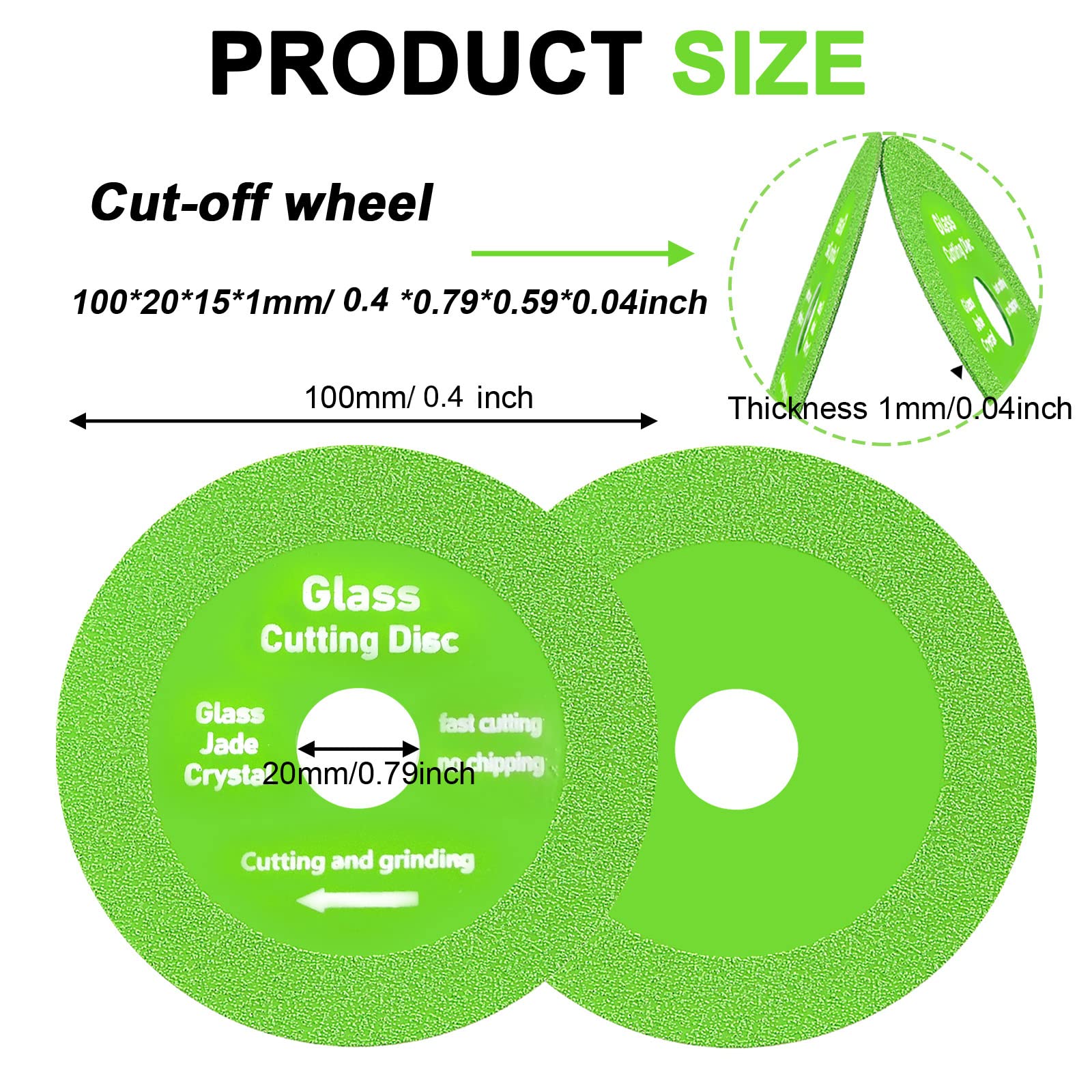 Glass Cutting Disc Pack of 5, Ultra-Thin Diamond Cutting Disc Saw Blade Suitable for 4 Inch Angle Grinder, Diamond Cut Off Wheels for Glass Ceramic Diamond Marble Jade Crystal Cutting Sand Wheel