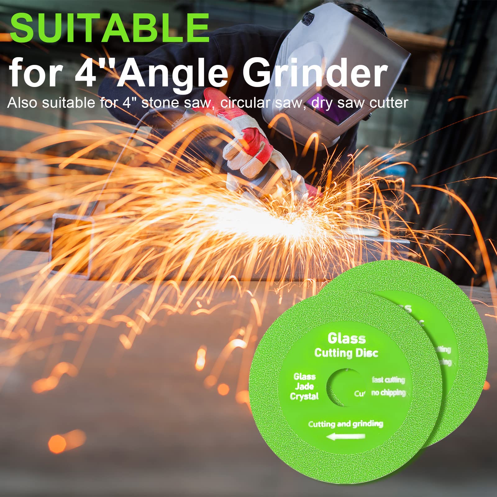 Glass Cutting Disc Pack of 5, Ultra-Thin Diamond Cutting Disc Saw Blade Suitable for 4 Inch Angle Grinder, Diamond Cut Off Wheels for Glass Ceramic Diamond Marble Jade Crystal Cutting Sand Wheel