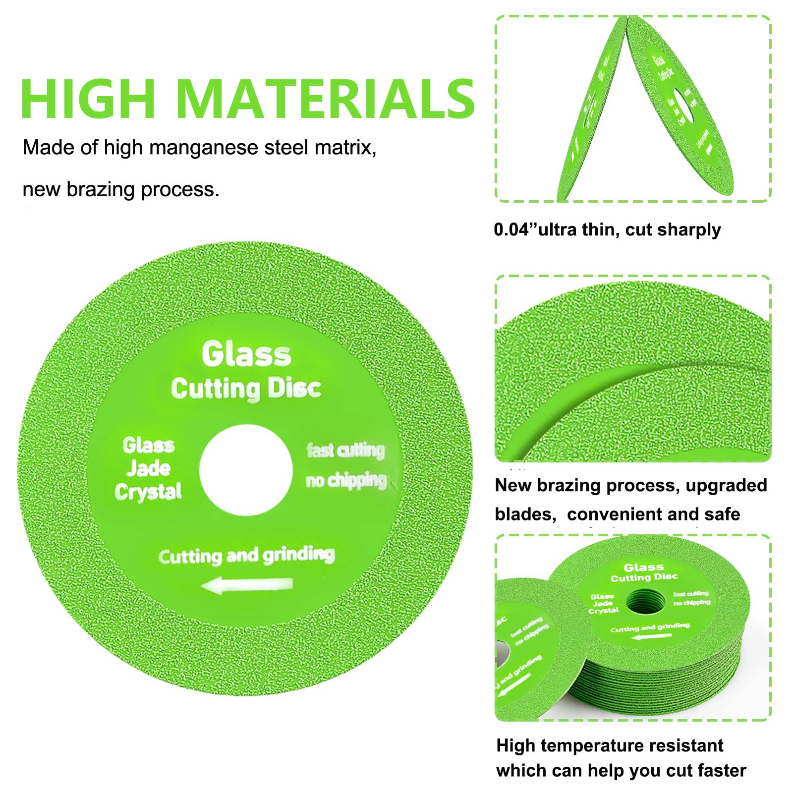 Glass Cutting Disc Pack of 5, Ultra-Thin Diamond Cutting Disc Saw Blade Suitable for 4 Inch Angle Grinder, Diamond Cut Off Wheels for Glass Ceramic Diamond Marble Jade Crystal Cutting Sand Wheel