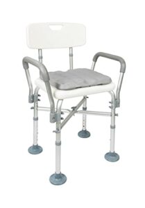 kmina - padded shower chair with arms and back (330 lbs) with double reinforced crossbar and cushion, heavy duty shower seat for adults, shower chair for inside shower white - made in europe