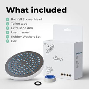 LOKBY 6" High Pressure Shower Head - Rain Fixed Shower Head - Water Pressure Boosting Simple Showerhead Tool-less 1-Min Installation - High Power Flow Bathroom Rainfall Shower Head - Chrome