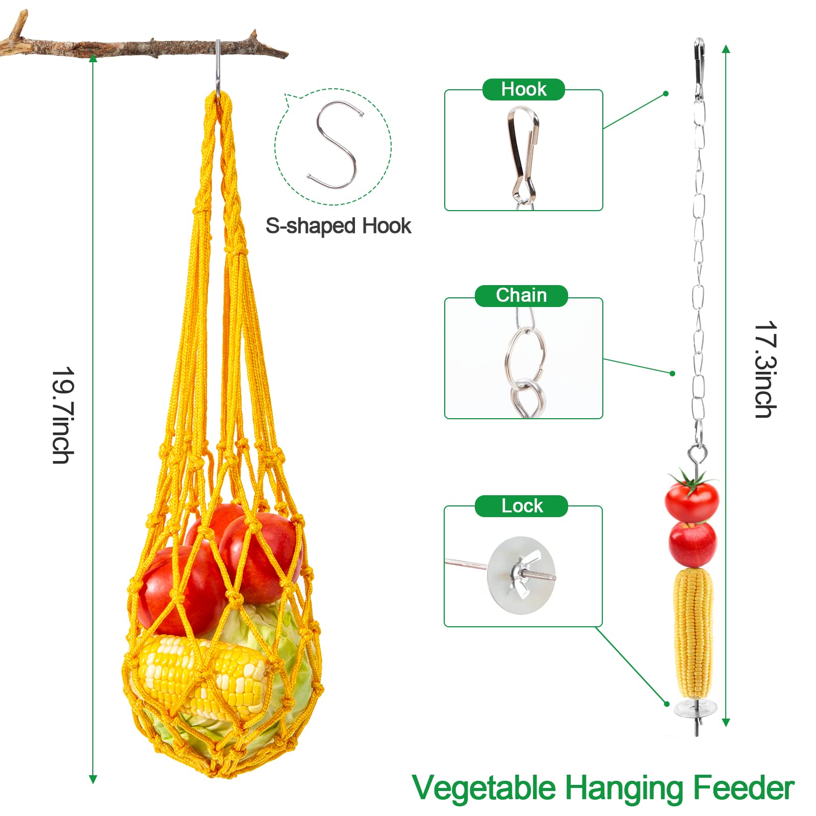 Hipykat 6 Packs Chicken Toys Set - with Chicken Xylophone Toy, Chicken Mirror, Chicken Ladder Bridge, Coop Swing, Vegetable Hanging Chicken Feeder, Chewing Foraging Toys, Accessories for Hens