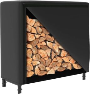 storeonwall 4ft heavy duty outdoor firewood racks, fire wood holder indoors, log storage rack with cover (black)