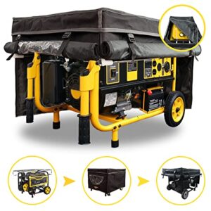 GEHENG Portable Generator Running Cover,With Stainless Steel Bracket,Super Heavy Duty 600D Waterproof Material, 100% Waterproof Generator Cover,33"x25.9 "x18.5",Black,2.0 Upgrade Version.