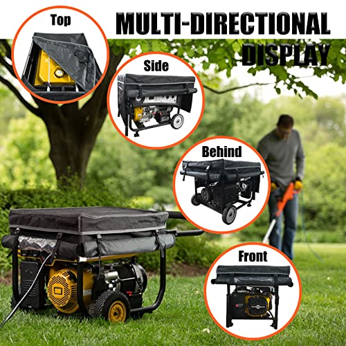 GEHENG Portable Generator Running Cover,With Stainless Steel Bracket,Super Heavy Duty 600D Waterproof Material, 100% Waterproof Generator Cover,33"x25.9 "x18.5",Black,2.0 Upgrade Version.