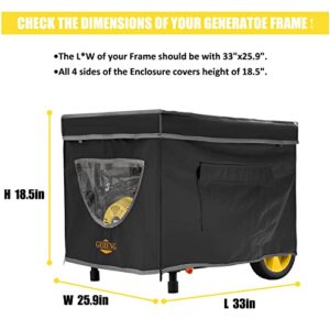 GEHENG Portable Generator Running Cover,With Stainless Steel Bracket,Super Heavy Duty 600D Waterproof Material, 100% Waterproof Generator Cover,33"x25.9 "x18.5",Black,2.0 Upgrade Version.