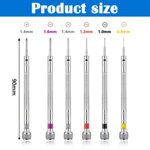 Aienxn 13PCS (6 Sets) Micro Precision Jewelry Screwdriver Set, Watch Screwdriver Kit 0.8-1.6mm, 6 Extra Replace Blades for Watch Repair, Electronics Repair, Jewelry Work, Eyeglasses Repair Q-034