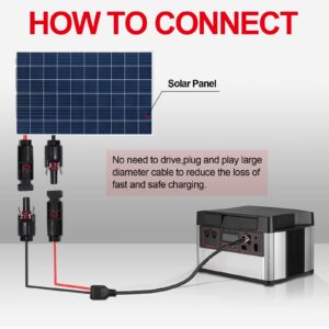 10Ft Solar Panel Connector to DC8mm Adapter Extension Cable, 16AWG Heavy Duty Wire Solar Connector for Portable Backup Power Station Solar Generator