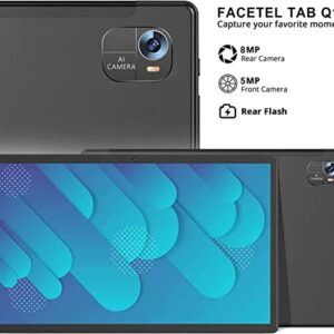 FACETEL Android 11 Tablet 10.1" Q10PRO Tablets:4GB RAM|128GB ROM|5G Wi-Fi|Octa-Core|8000mAh|Bluetooth |Google Certified|with Keyboard, Mouse, Earphones etc./Support Split Screen-Black