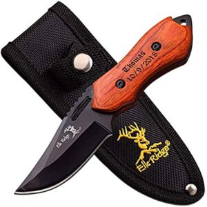 blue steel personalized laser engraved er-562wd fixed blade knife 6" overall