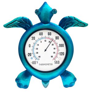 sotaling turtle outdoor thermometer - wall mount thermometer hygrometer - blue turtle design decor outdoor and indoor