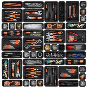 【𝟯𝟮𝗣𝗰𝘀】【black】a-lugei tool box organizer tray divider set, desk drawer organizer, garage organization and storage toolbox accessories for rolling tool chest cart cabinet work bench parts hardware