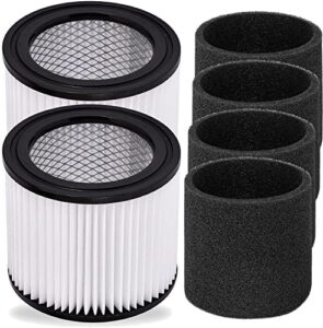 hepa vacuum cleaner replacement filter compatible with shop-vac 90398, 903-98, 9039800, 903-98-00 hangup wet/dry vacuum cleaner spares cartridge filter (pack of 2+4)