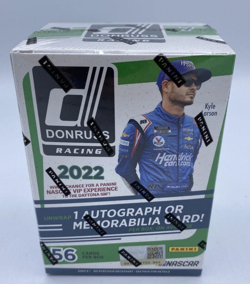 2022 Donruss Racing NASCAR Sealed 56c Blaster Box 1 Auto (Autograph) or Memorabilia Card Per Box on Average Look for Hailie Deegan, Brittany Zamora. Contains 7 packs with 8 cards per pack for a total of 56 cards. 1 autograph or memorabilia card on average