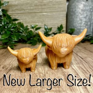 MichiganMootique Highland Cow Figurine, Highland Cow Decor, Highlander Cow Gift, Cow Print Decor, Highland Cow Bathroom Decor, Highland Cow Gifts, Cow Nursery Decor, Highland Cow Baby Stuff Decoration