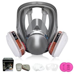anpty full face respirator mask with filters, 17 in1 6800 reusable respirator paint shield cover mask, ideal for painting spray, epoxy resin, car spraying, dust, polishing, welding, sanding