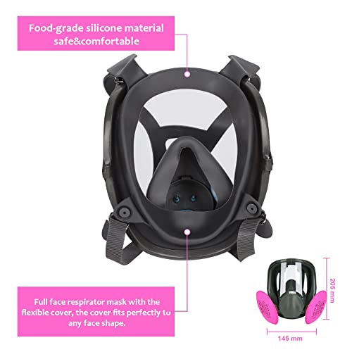 Anpty Full Face Respirator Mask with Filters, 17 in1 6800 Reusable Respirator Paint Shield Cover Mask, Ideal for Painting Spray, Epoxy Resin, Car Spraying, Dust, Polishing, Welding, Sanding