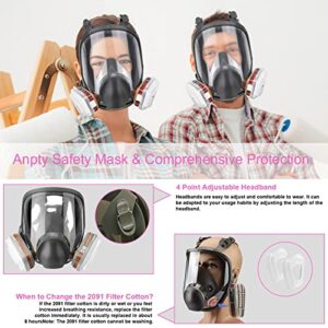 Anpty Full Face Respirator Mask with Filters, 17 in1 6800 Reusable Respirator Paint Shield Cover Mask, Ideal for Painting Spray, Epoxy Resin, Car Spraying, Dust, Polishing, Welding, Sanding