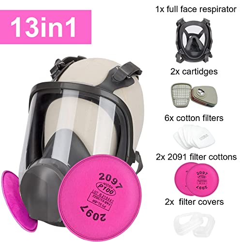 Anpty Full Face Respirator Mask with Filters, 17 in1 6800 Reusable Respirator Paint Shield Cover Mask, Ideal for Painting Spray, Epoxy Resin, Car Spraying, Dust, Polishing, Welding, Sanding