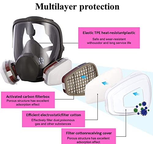 Anpty Full Face Respirator Mask with Filters, 17 in1 6800 Reusable Respirator Paint Shield Cover Mask, Ideal for Painting Spray, Epoxy Resin, Car Spraying, Dust, Polishing, Welding, Sanding