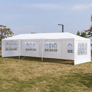 10x30 Heavy Duty Canopy Tent Waterproof Outdoor Inflatable Party Tent White Wedding Tents Patio Gazebo Canopy for Parties with 6 Removable Sidewalls (D0056C0077)