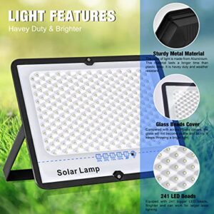 300W Solar Flood Lights Outdoor Dusk to Dawn, 30000 LM Solar Lights Outdoor Waterproof 16ft Cord Solar Powered Security Lighting Floodlight Remote Control for Shed Backyard Garden