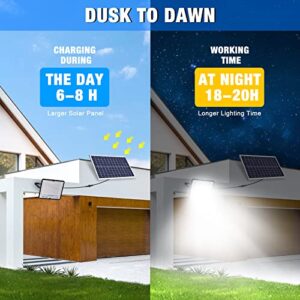 300W Solar Flood Lights Outdoor Dusk to Dawn, 30000 LM Solar Lights Outdoor Waterproof 16ft Cord Solar Powered Security Lighting Floodlight Remote Control for Shed Backyard Garden