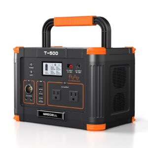 500w portable power station, grecell solar generator 519wh (peak 1000w) lithium battery power generator with 2*110v ac outlets, mobile battery backup pack for rv trip camping, outdoor adventure, home