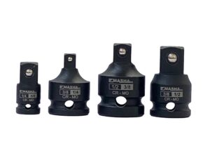 masha tools-impact socket adapter and reducer set / 4 piece set / 1/4” – 3/8” – 1/2” impact driver conversions/chrome molybdenum steel (cf-ad1238)