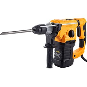 VEVOR Hammer Drill, 1500W 1.26", 13A Rotary Hammer with 3-Mode for Hammering & Drilling Concrete, SDS Plus Breaking Machine with Case, Bits, Chisels and Vibration Control System
