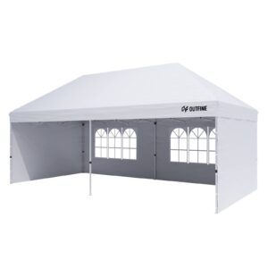 outfine canopy 10'x20' pop up canopy gazebo commercial tent with 4 removable sidewalls, stakes x12, ropes x6 for patio outdoor party events