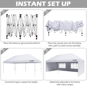 OUTFINE Canopy 10'X20' Pop Up Canopy Gazebo Commercial Tent with 4 Removable Sidewalls, Stakes X12, Ropes X6 for Patio Outdoor Party Events