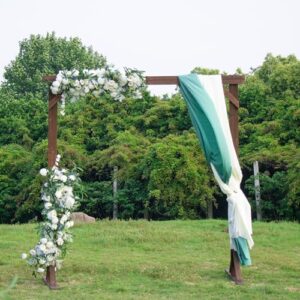 Clumpossom 7.5FT Wedding Arch, Wedding Arbor Backdrop Stand for Outdoor Indoor, Arch for Wedding, Square Wood Arch Wedding Arbor for Ceremony