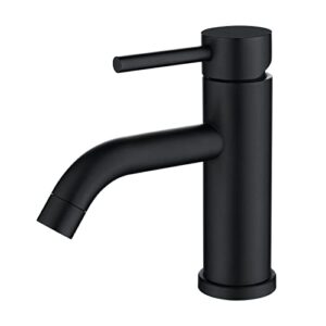 Single Handle Matte Black Bathroom Faucet, Black Bathroom Sink Faucet Single Hole with cUPC Certified Water Supply Lines, Modern SUS 304 Stainless Steel Vanity & RV Lavatory Faucet for 1 Hole Sink