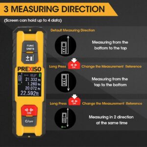 PREXISO Dual Laser Measure- 230Ft Rechargeable Laser Measurement Tool Ft/Ft+in/in/M Multiple Units, Laser Distance Meter Multifunctional Device for Fast, Accuracy