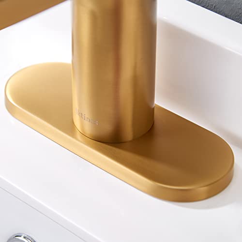 Aktines Bathroom Sink Faucet in Brushed Gold, Brass Bathroom Faucets with Pop Up Drain, Modern Single Hole Faucet for Vanity/RV/Lavatory.