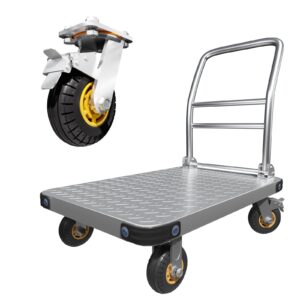 heavy duty platform truck flat cart hand trucks,2000lbs steel push cart dolly with brake design, 36 x 24in large flatbed with 5'' 360 degree swivel wheels for easy storage