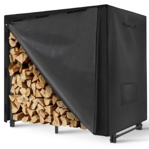 yuanwe 4 ft firewood rack outdoor with cover, heavy duty firewood holder with high load capacity, weather-resistance, log racks outdoor for firewood storage inside