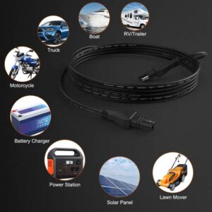 25FT SAE to SAE Extension Cable, Solar Extension Cord 16AWG Heavy-Duty Strands + Ergonomic Designed SAE Connector, for Solar Panel Battery Charger Automotive Marine Motorcycle Car RV SAE Adapter