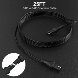 25FT SAE to SAE Extension Cable, Solar Extension Cord 16AWG Heavy-Duty Strands + Ergonomic Designed SAE Connector, for Solar Panel Battery Charger Automotive Marine Motorcycle Car RV SAE Adapter