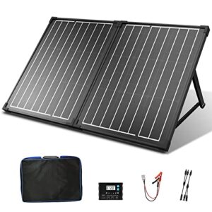 100w mono lightweight portable solar panel kit, 2x50w solar suitcase, waterproof 20a 12v/24v lcd charge controller for both 12v battery and generator
