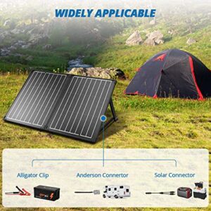 100W Mono Lightweight Portable Solar Panel Kit, 2x50W Solar Suitcase, Waterproof 20A 12V/24V LCD Charge Controller for Both 12V Battery and Generator