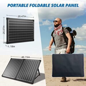 100W Mono Lightweight Portable Solar Panel Kit, 2x50W Solar Suitcase, Waterproof 20A 12V/24V LCD Charge Controller for Both 12V Battery and Generator